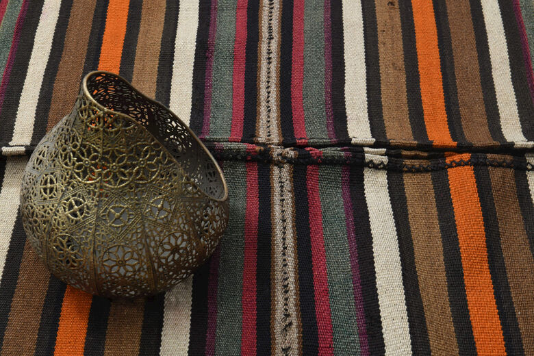 Vintage bath mat - Striped kilim