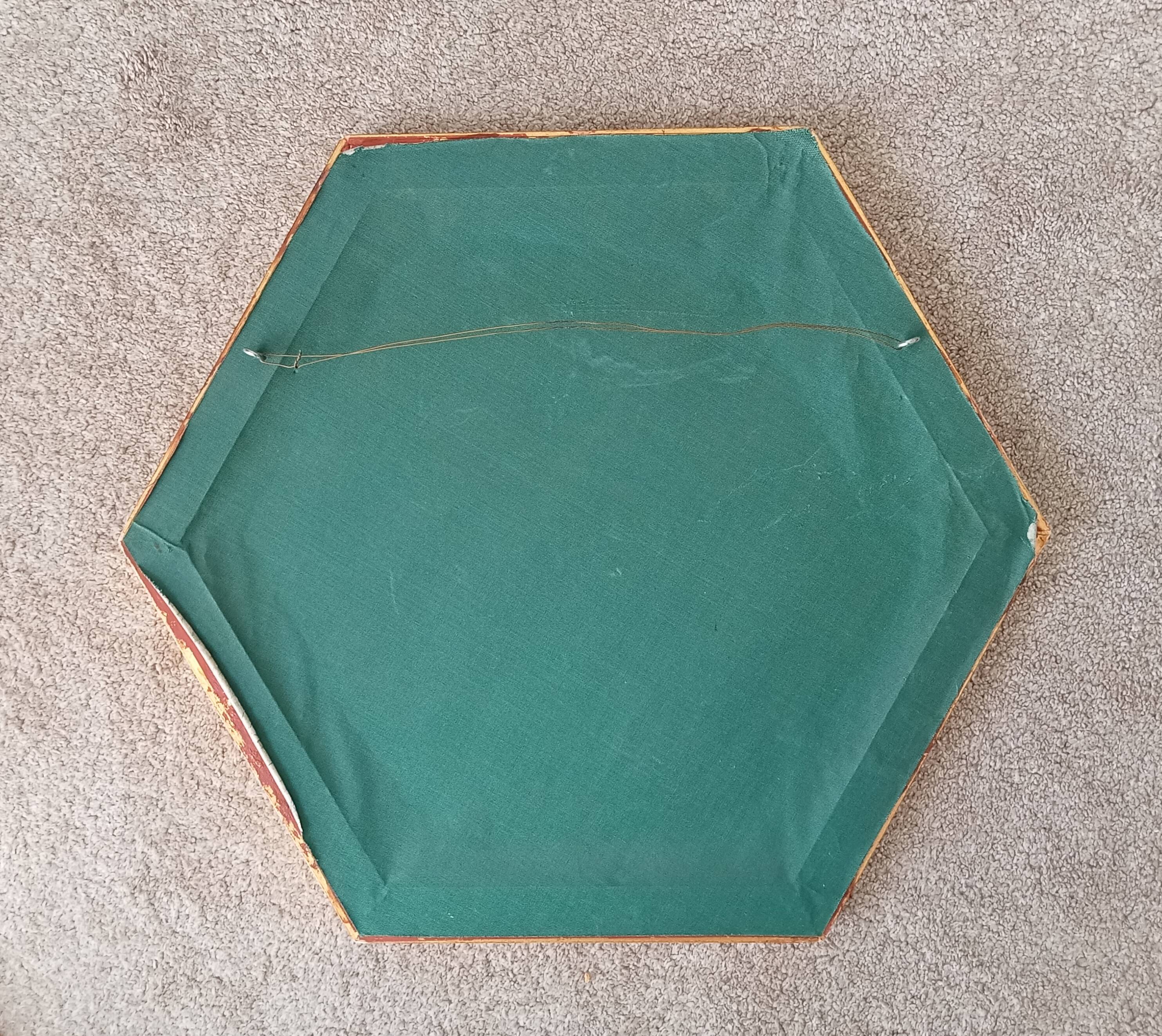 Miroir vintage hexagonale bohème chic en bois doré