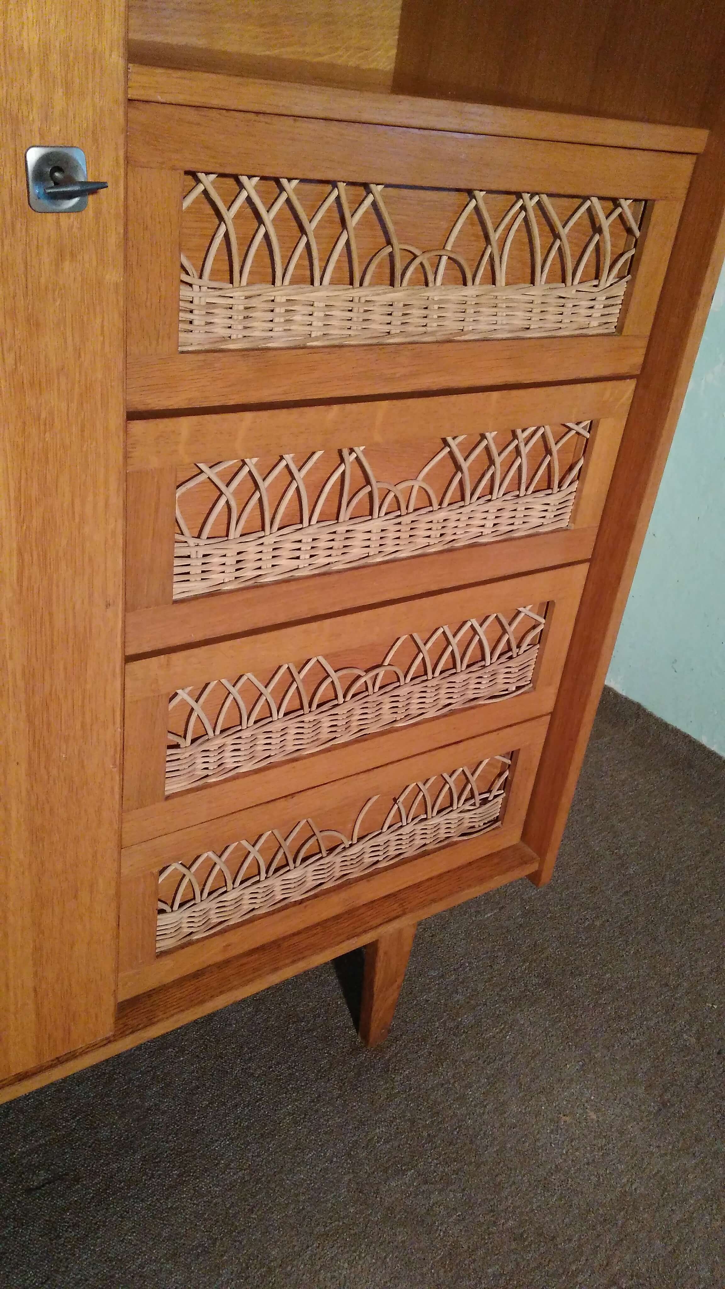 Vintage rattan wardrobe