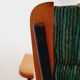 Pair of armchairs and vintage coffee table straw, wood and metal