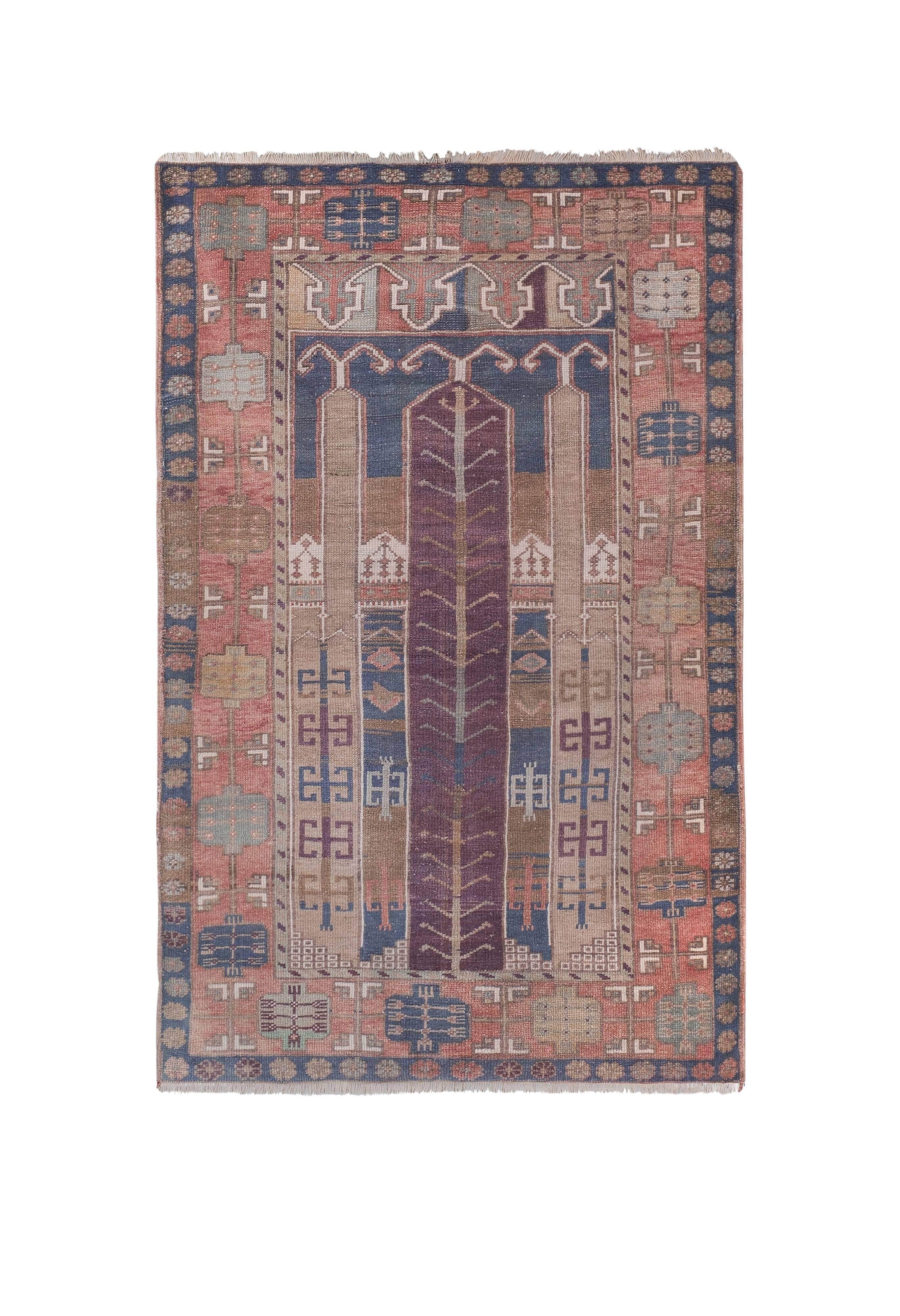 Vintage Turkish Oushak Rug Handwoven 125x198 cm
