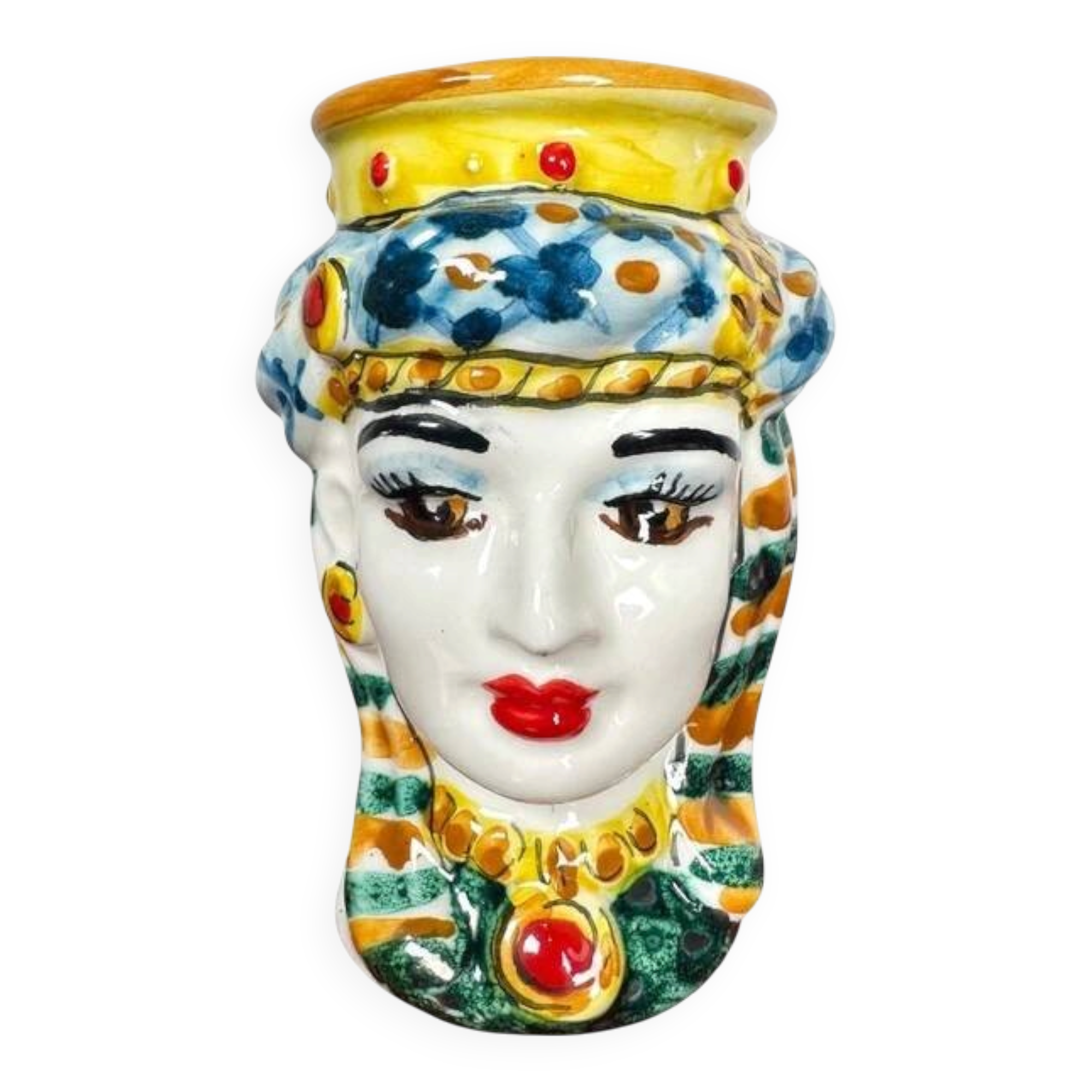 Italian Ceramic Testa di Moro Decorative Vase, Sicily