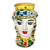 Italian Ceramic Testa di Moro Decorative Vase, Sicily