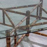 Square coffee table in vintage bamboo 1970 by McGuire model BA - 13 C