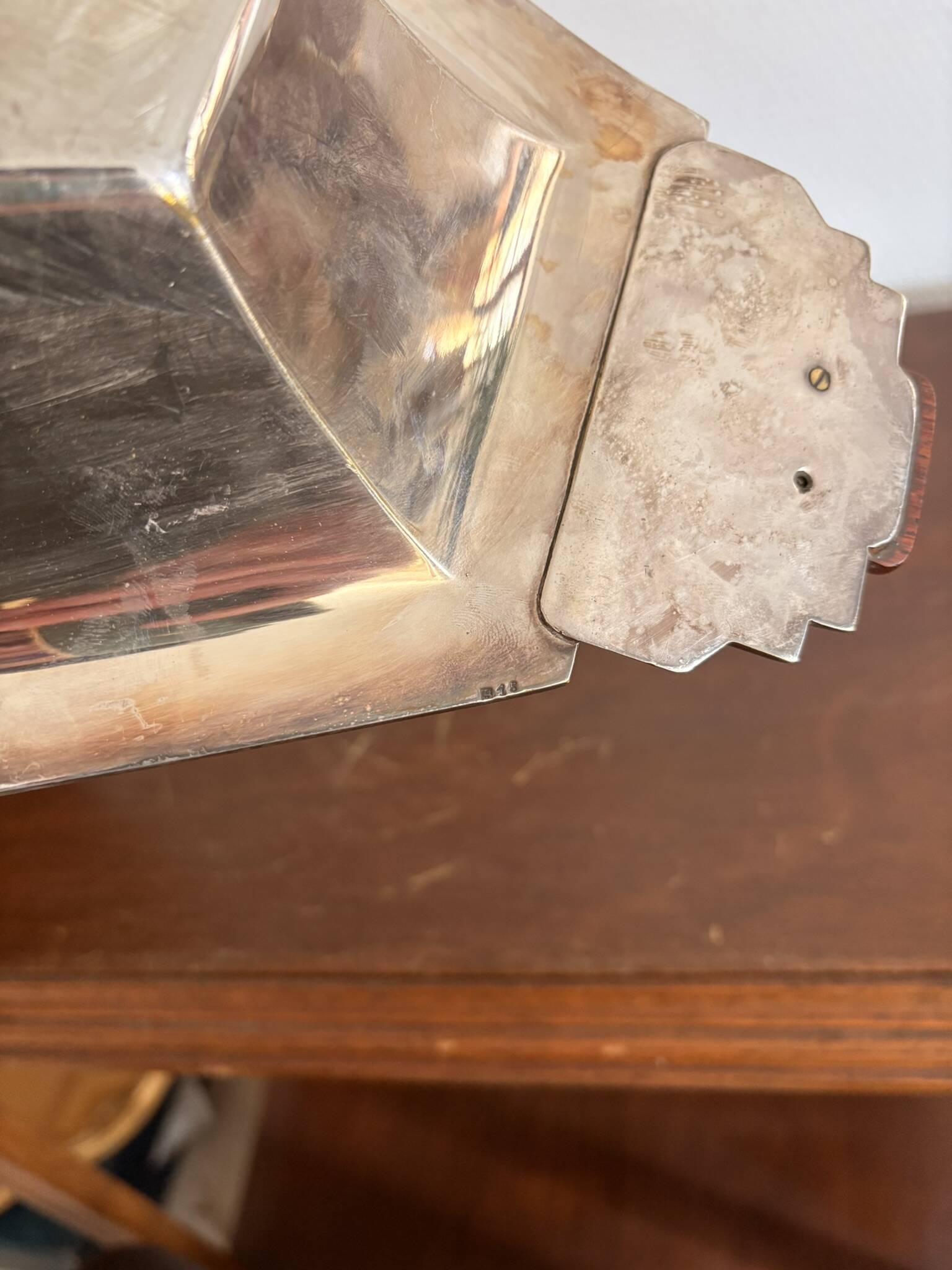 Plateau Flat Basket Bread Fruit Vegetable Art Deco Silver Metal