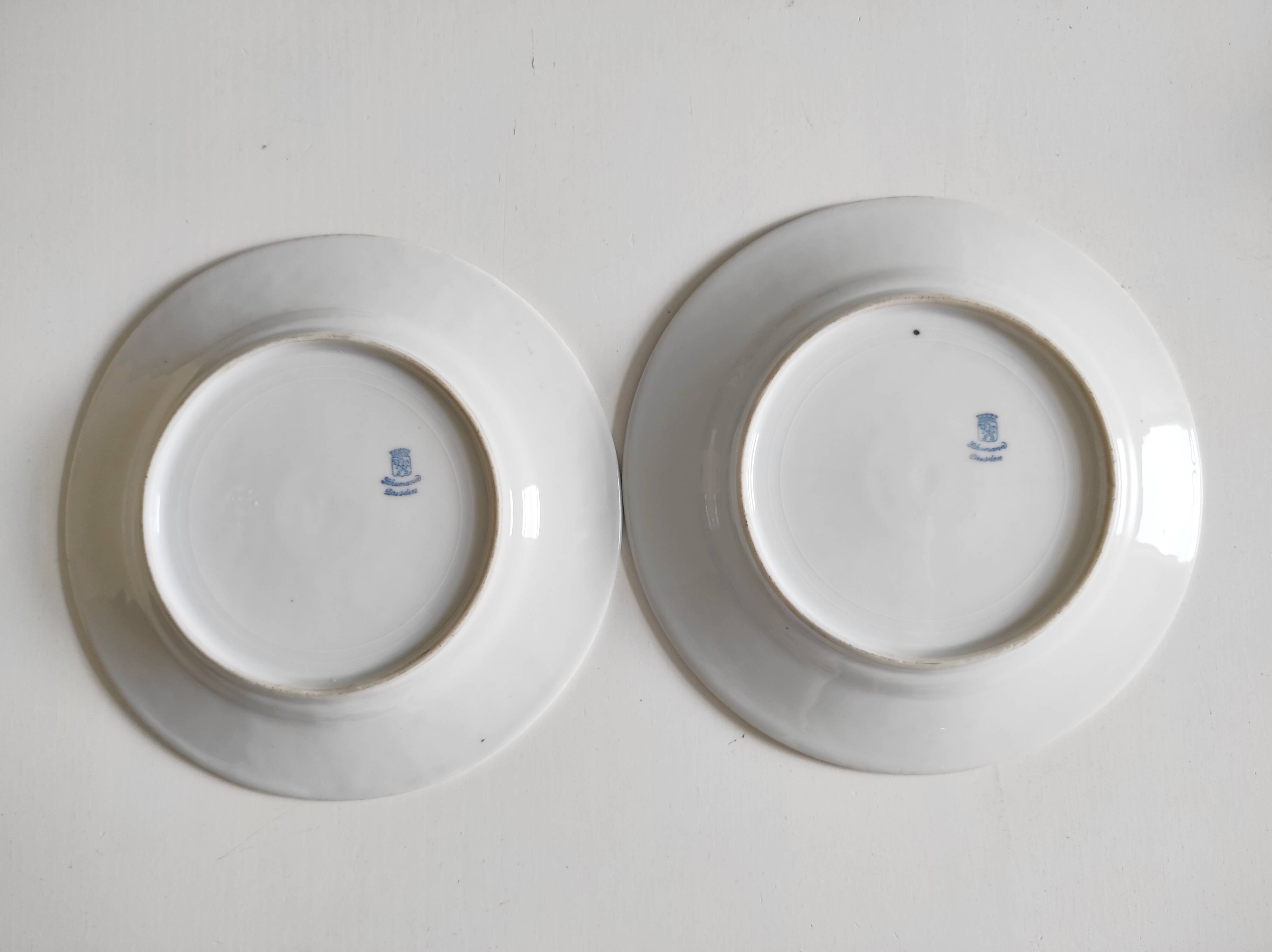 Pair of German porcelain flower plates