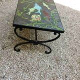 Coffee table wrought iron and lava stone of the years 50