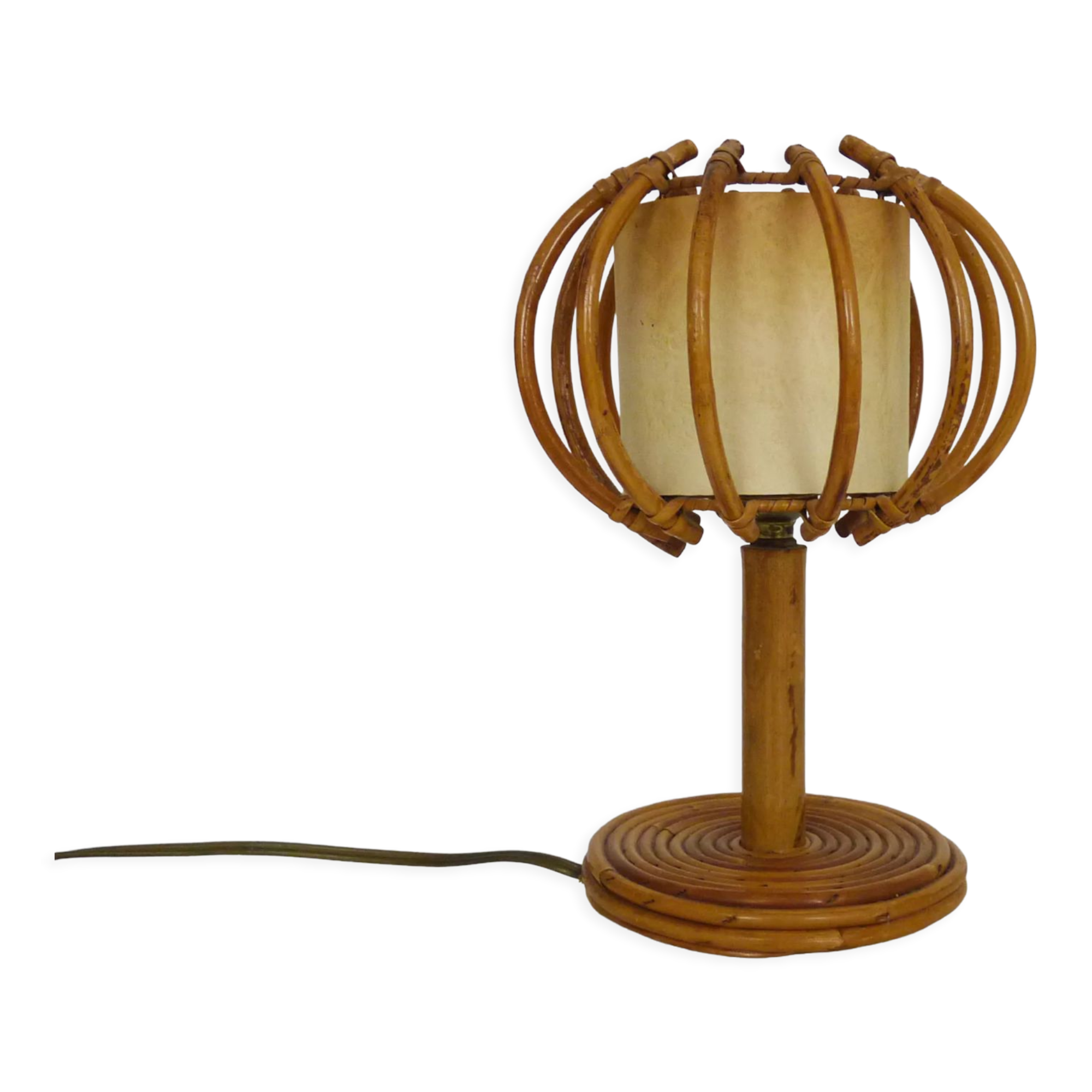 Rattan bedside lamp, 50s