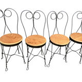 Set of 4 vintage wrought iron chairs from the 1940s.