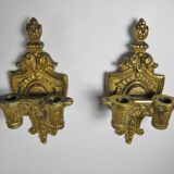 PAIR OF BRONZE WALL LIGHTS/CHANDELIERS