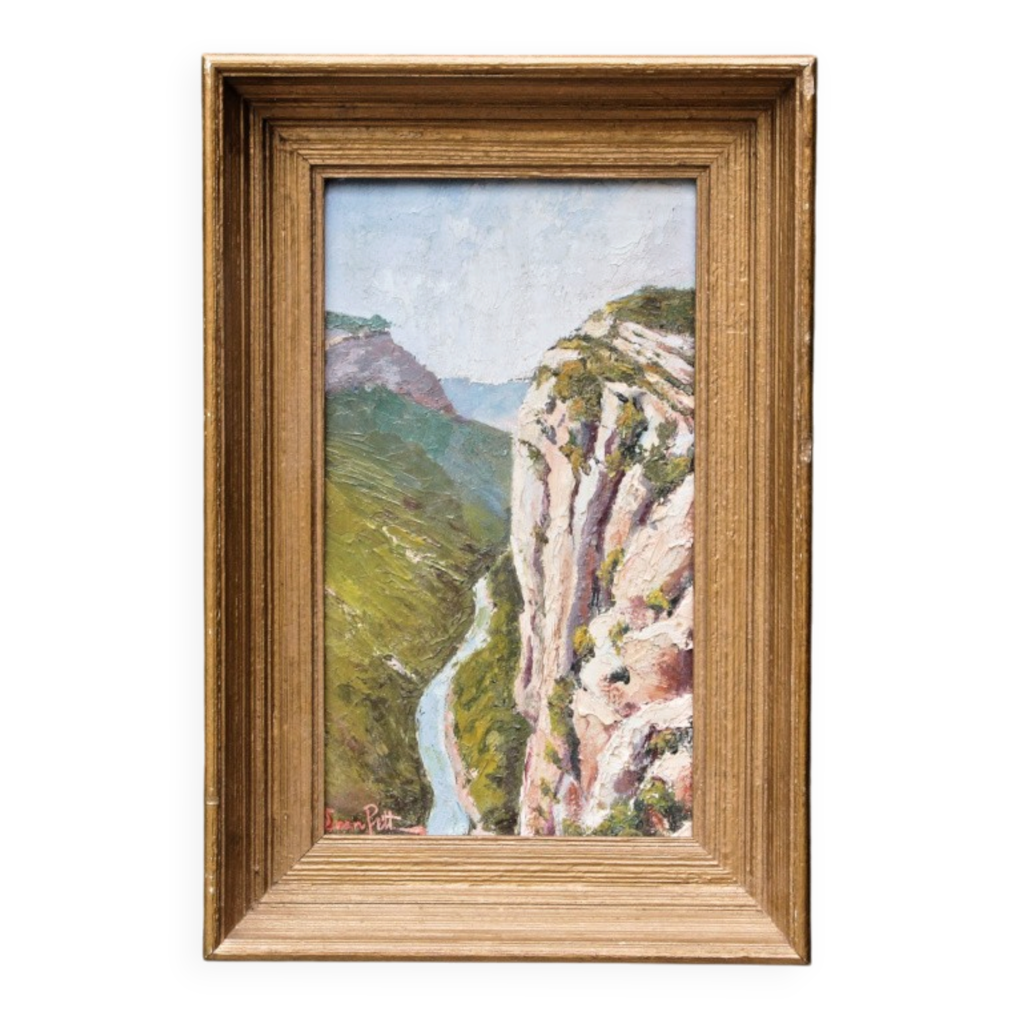 Oil on panel signed, mountain landscape.