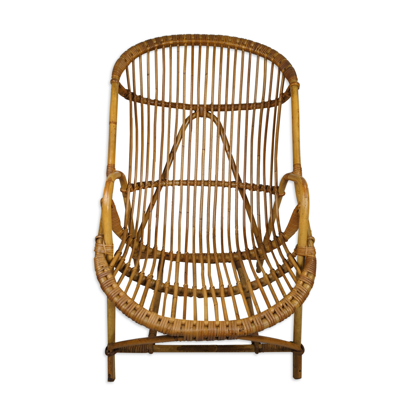 Fauteuil corbeille en rotin vintage