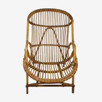 Superb vintage rattan basket armchair