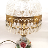 Old table lamp molded glass stamps barbotine and brass deco