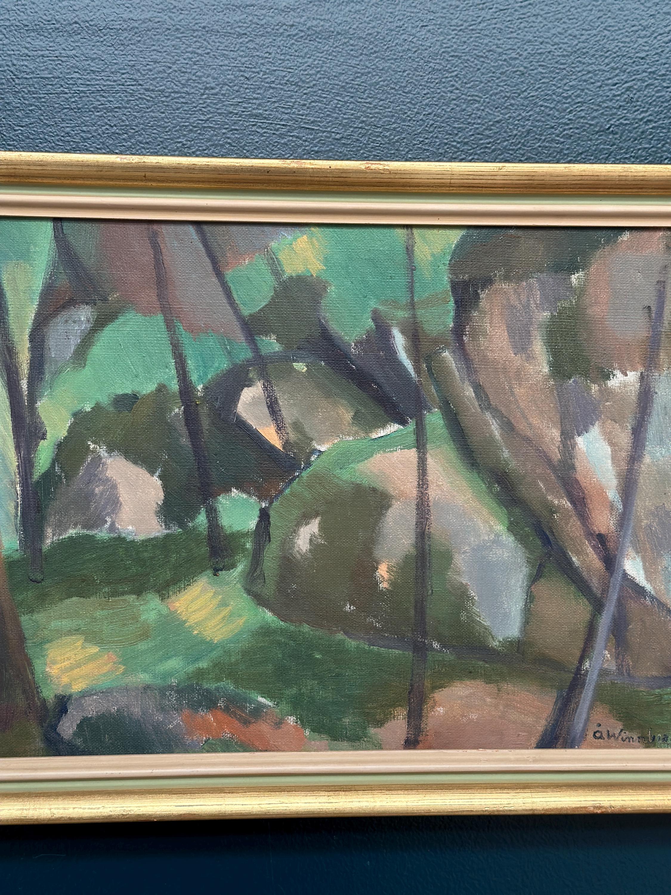 Original Swedish Oil on Canvas – "Jungle" by Åke Winnberg – Signed