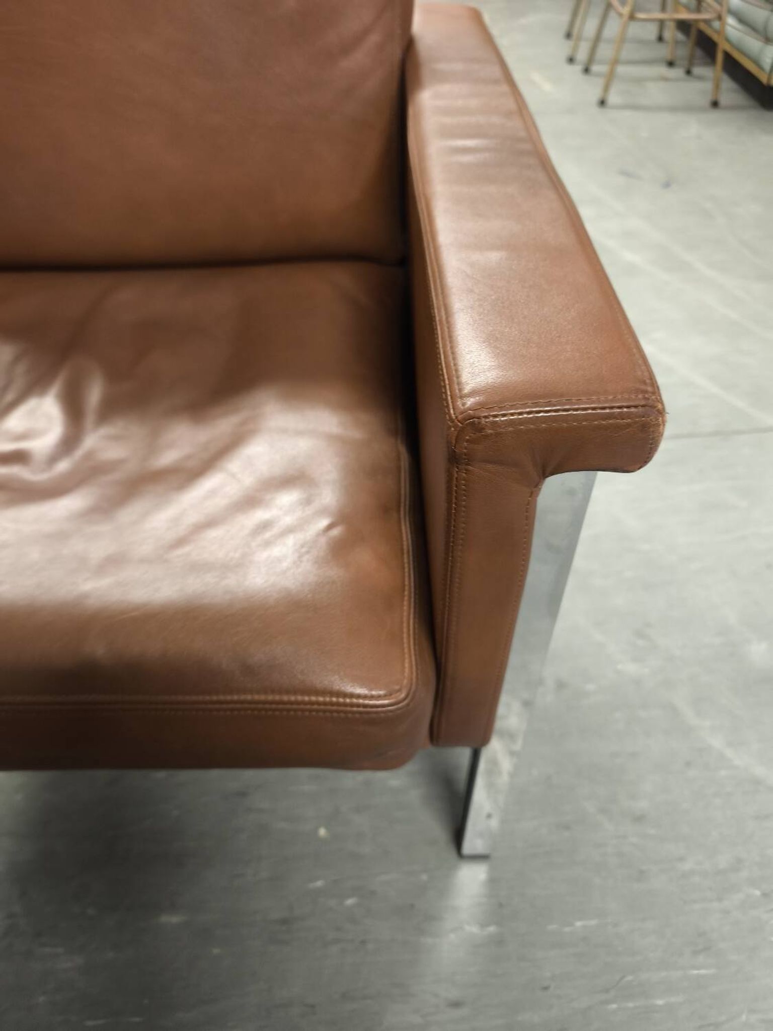 Leather armchair, 1970s, manufacturer Sitag, cognac brown leather.