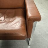 Leather armchair, 1970s, manufacturer Sitag, cognac brown leather.