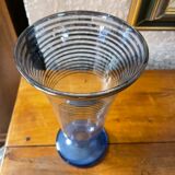 Blue glass vase silver decoration