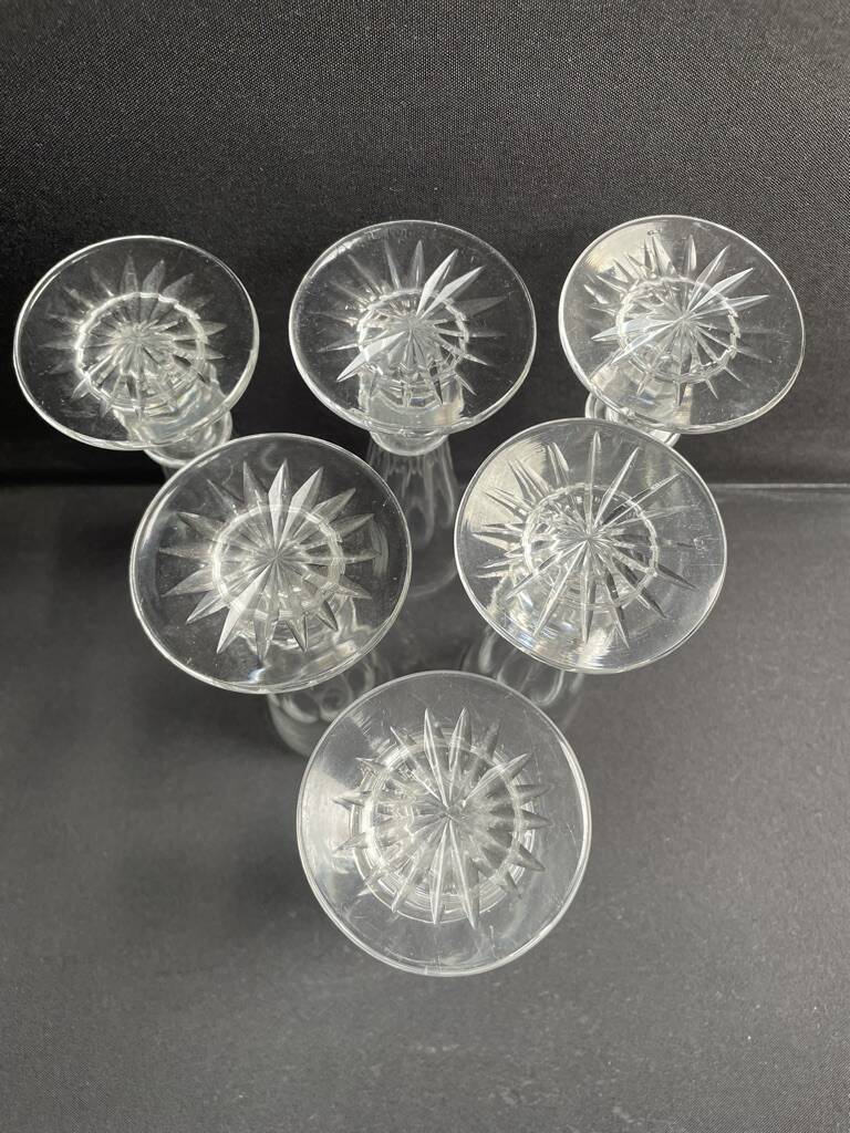 6 Baccarat/Saint Louis champagne flutes - Mid 19th century