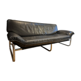 Black leather sofa designed by Johan Bertil Häggström