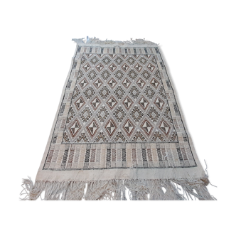 Tapis kilim marocain beige, en laine fait à la main - 180x126cm