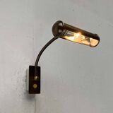 Vintage German brass patinated wall lamp with a gooseneck design by Honsel, 1970s.
