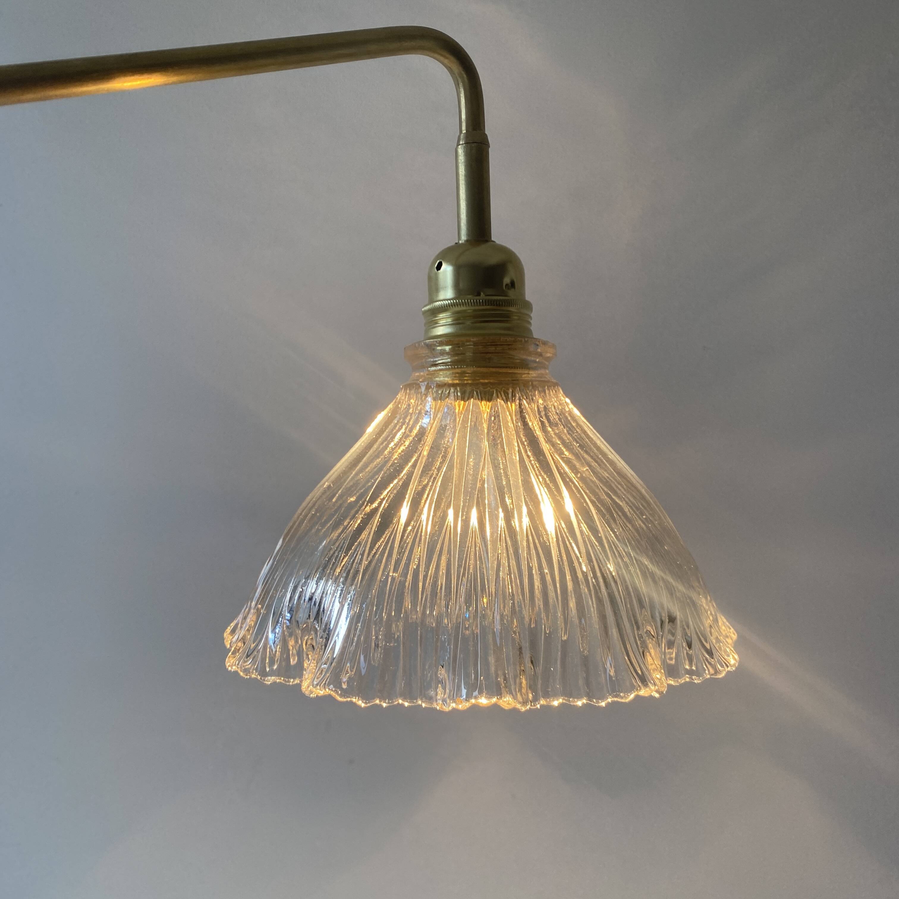 ANTIQUE BRASS AND PRISMATIC GLASS PENDANT LAMP XXL