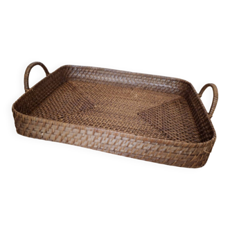 Large woven rattan serving tray - Rectangular format - Piece