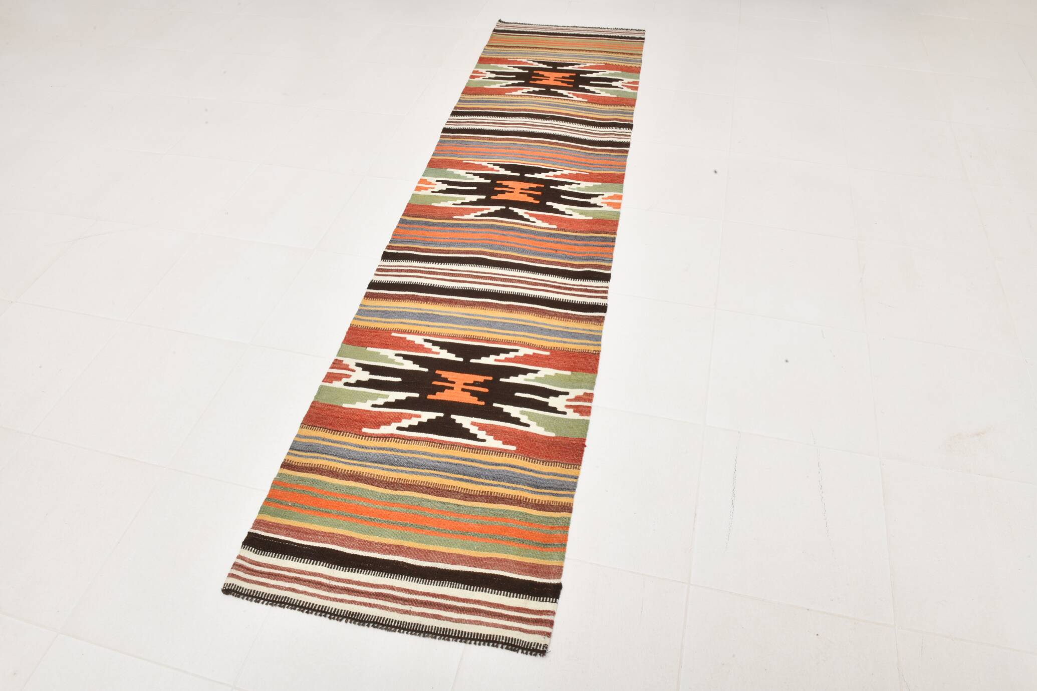 7x14 Wool Runner Rug, Long Wide Rug, 212x438Cm Rare Size Rug,Turkish Runner