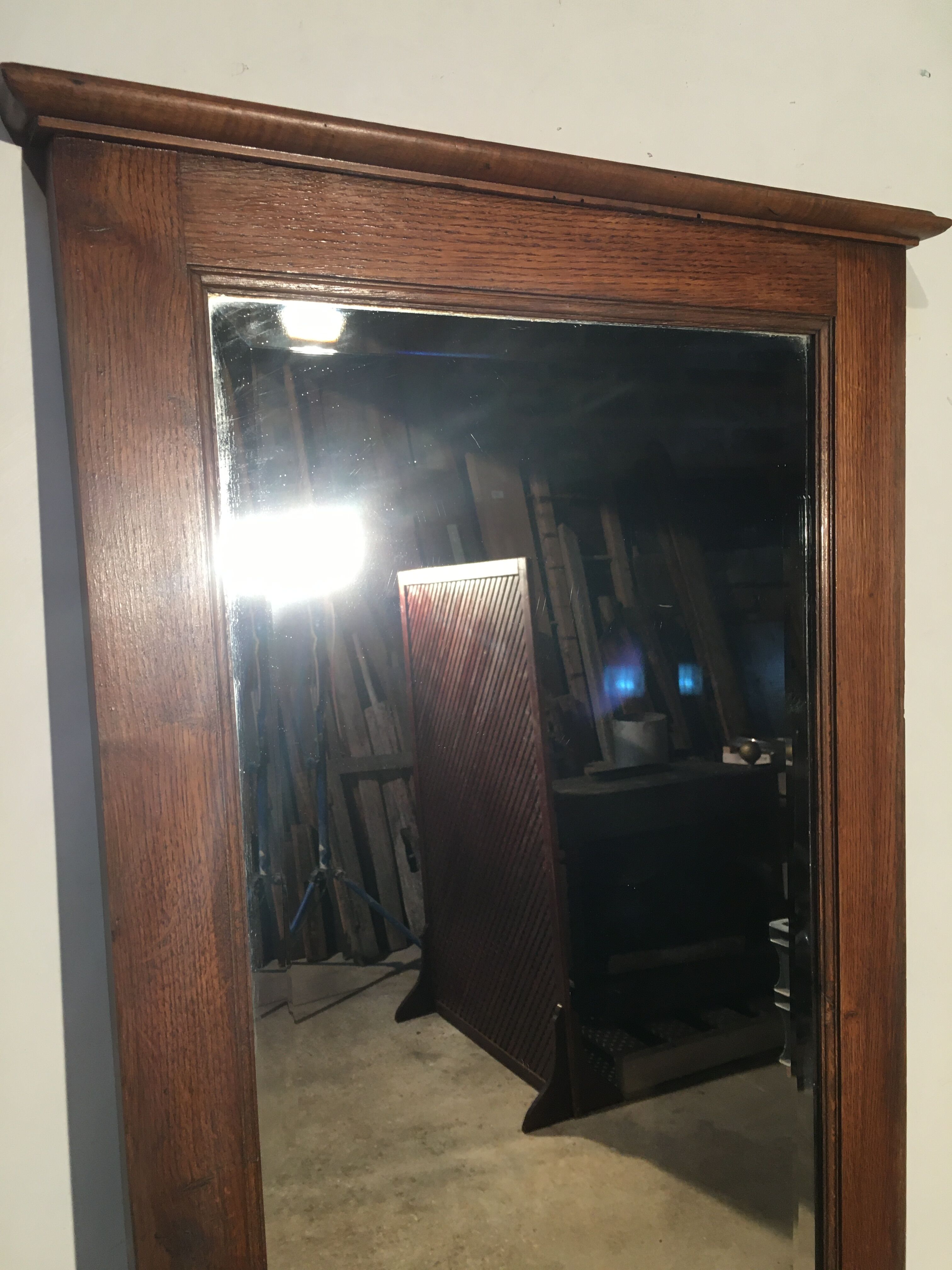 Bevelled mirror oak frame