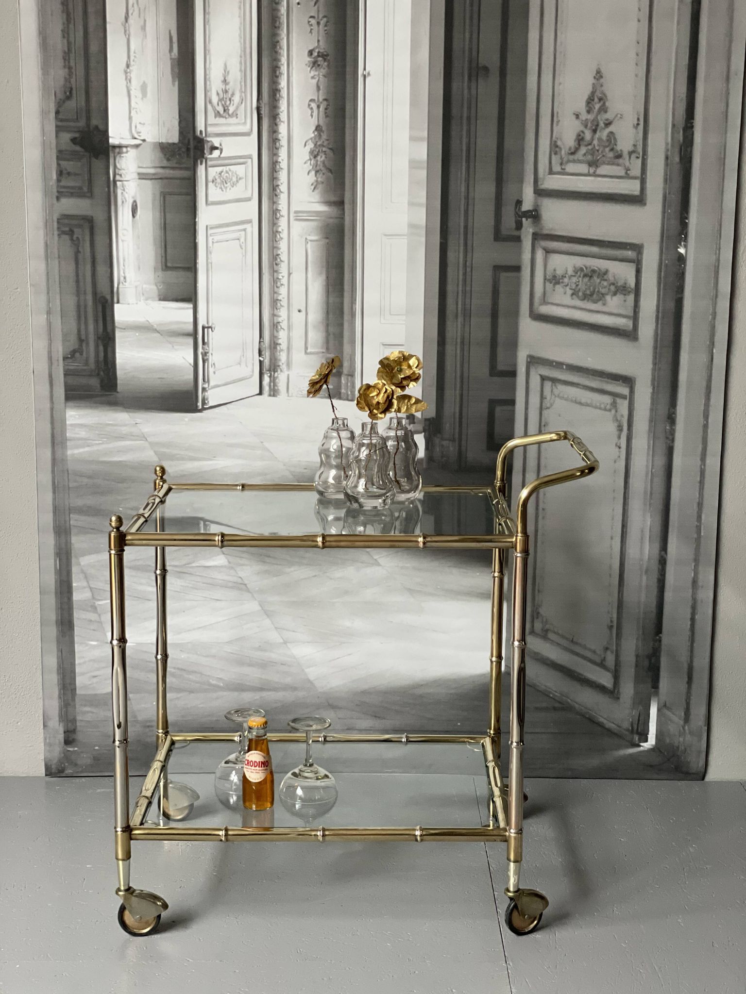 Vintage Golden Bar Cart