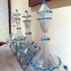 18th Century Italian Murano Clear Glass and Blue Trimmed Blown Glass Bottle