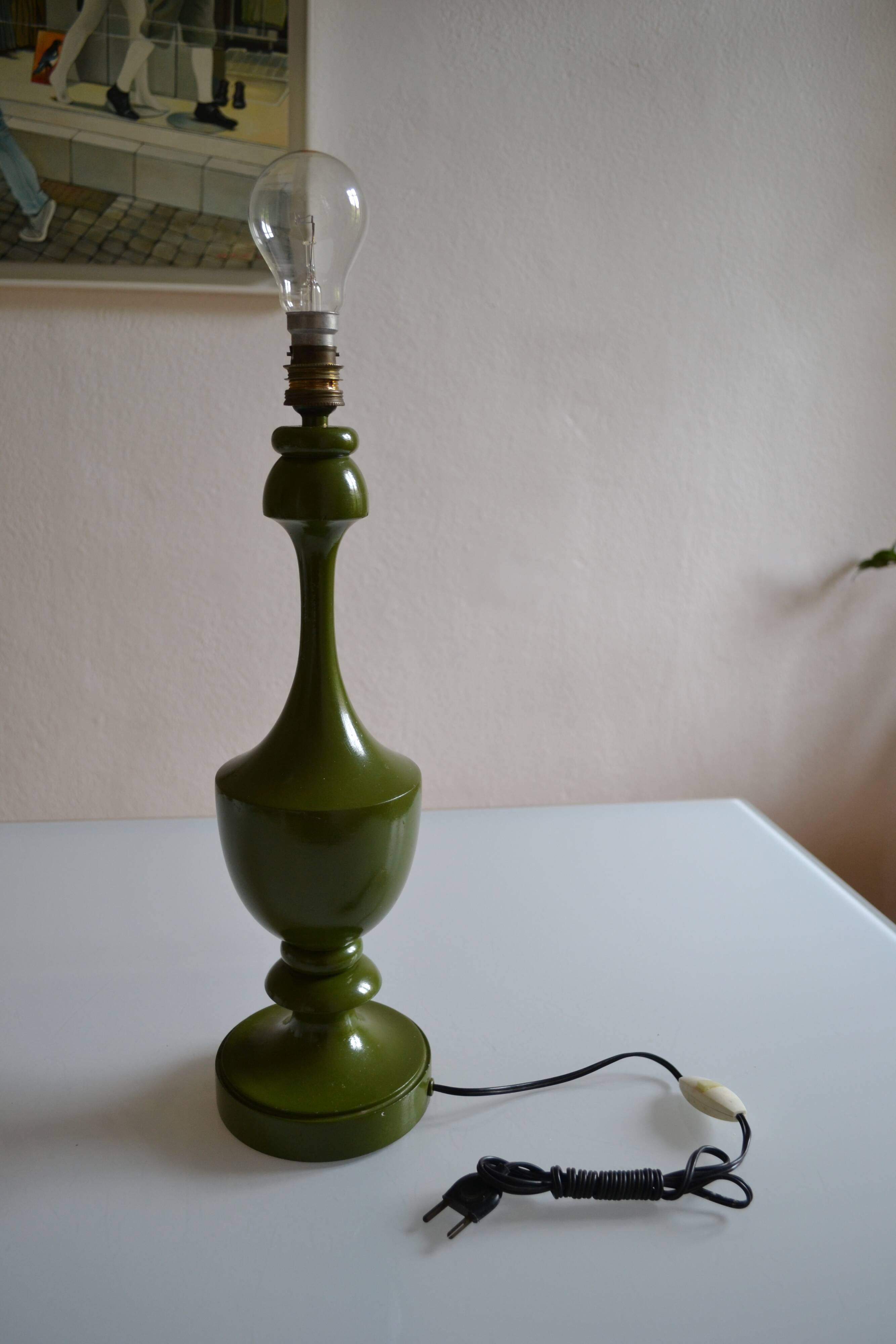 Vintage olive green lamp base circa 1970
