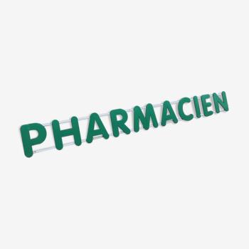 Enseigne lettres en bois vertes pharmacien