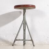 Industrial Style Round Metal Stool (c.1950) #9