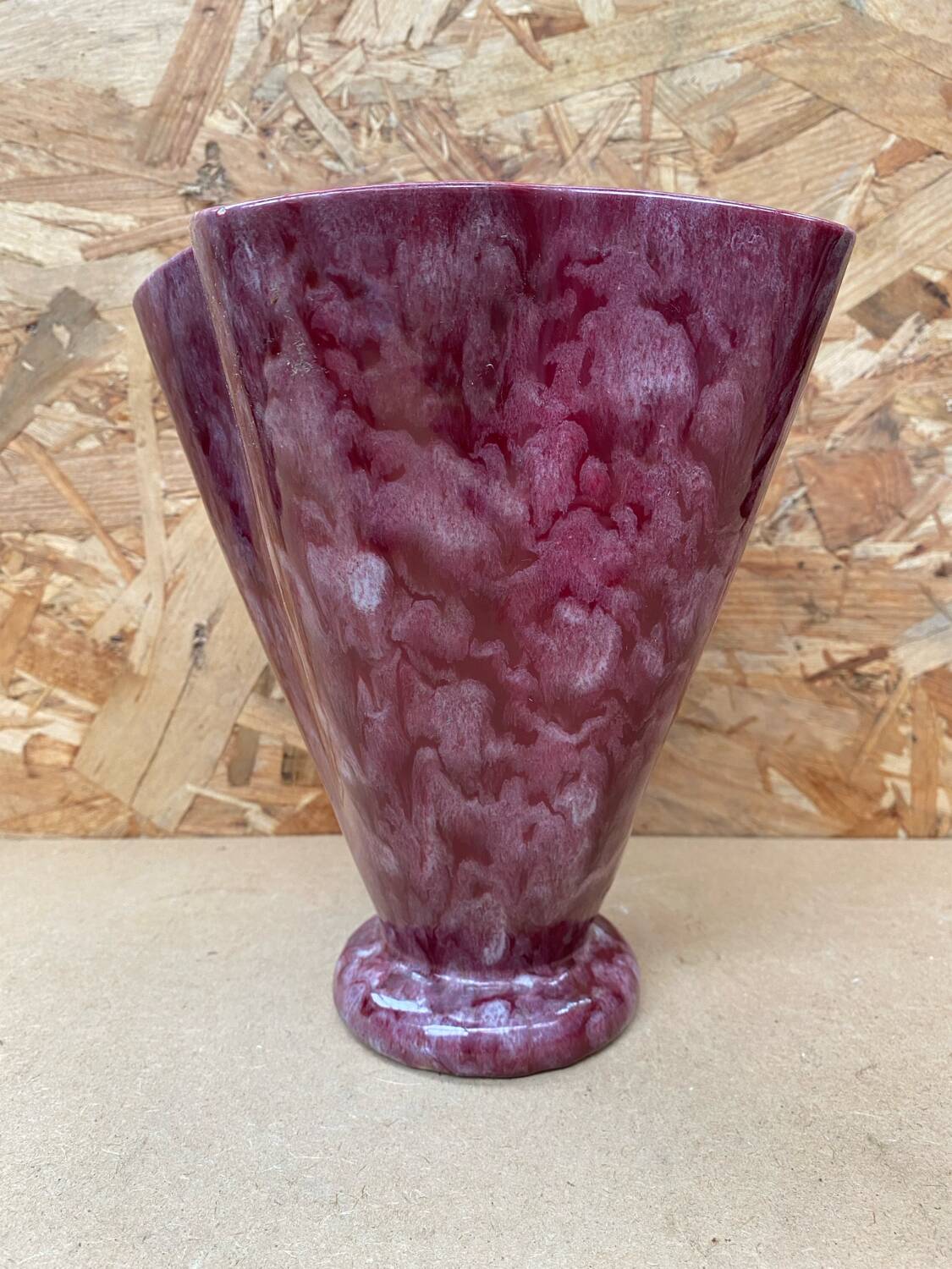 Antique Vase Corolle J. GUET Ceramic Pink Speckled Vintage