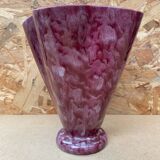 Ancien vase corolle j. guet céramique rose moucheté vintage