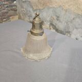 Holophane glass and brass suspension