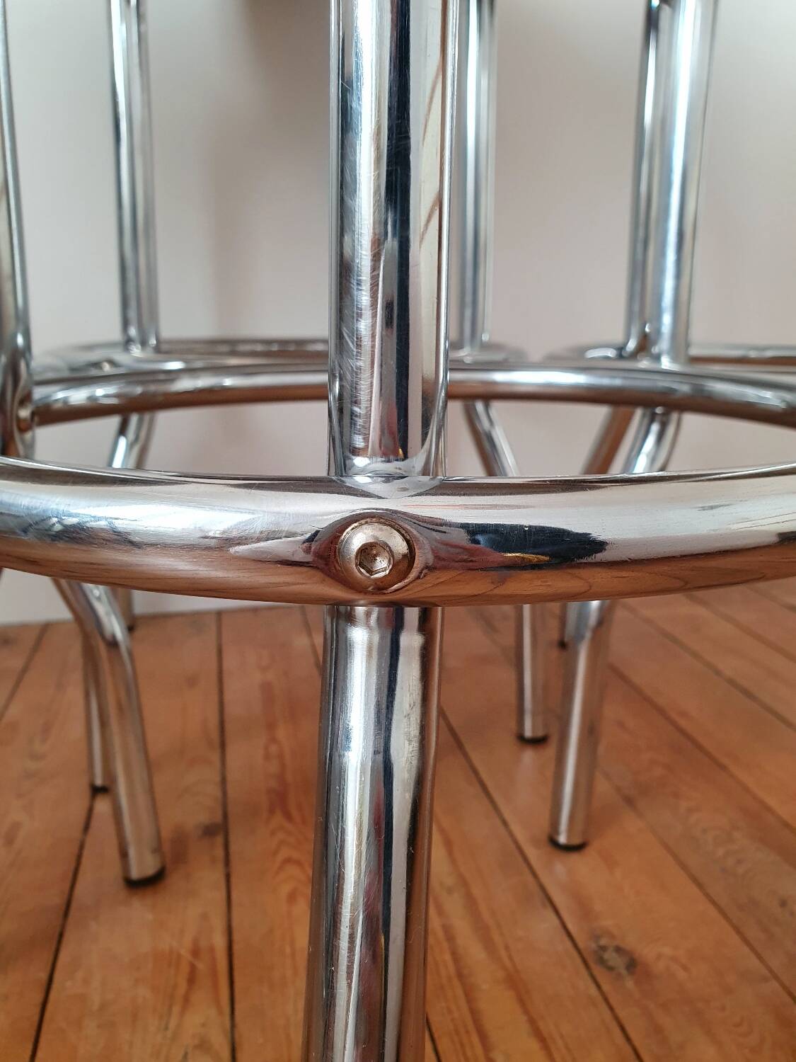4 Tabourets de bar chromé vintage