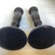 Pair of large black metal candlesticks