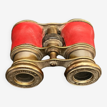 Old pair of leather and brass theater binoculars from the early 20th century