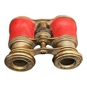 Old pair of leather and brass theater binoculars from the early 20th century