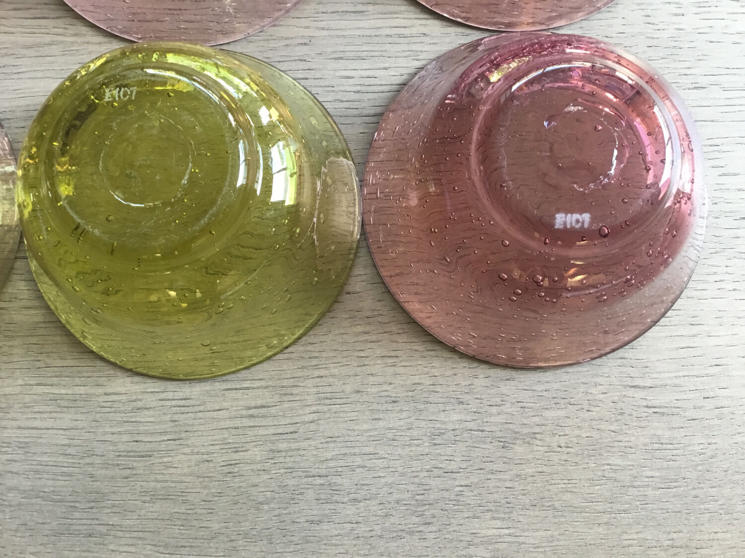 Biot blown glass cups