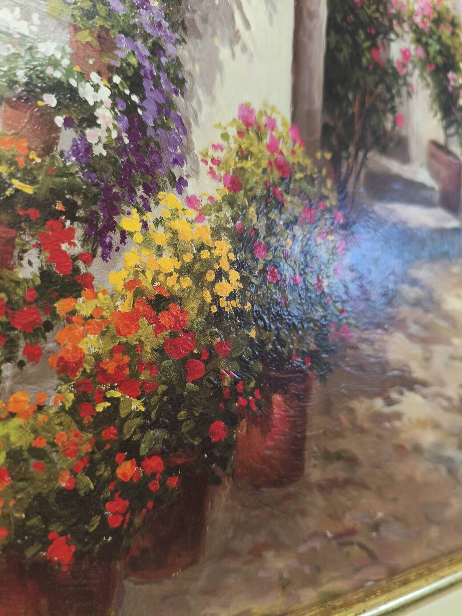 G. NESWADBA – Signed oil on canvas – Flowered alley – Painting 46x56 cm