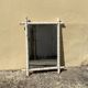 Wooden mirror old bamboo style vintage white ice mercury