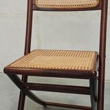Folding chairs in wood and cane, 80's