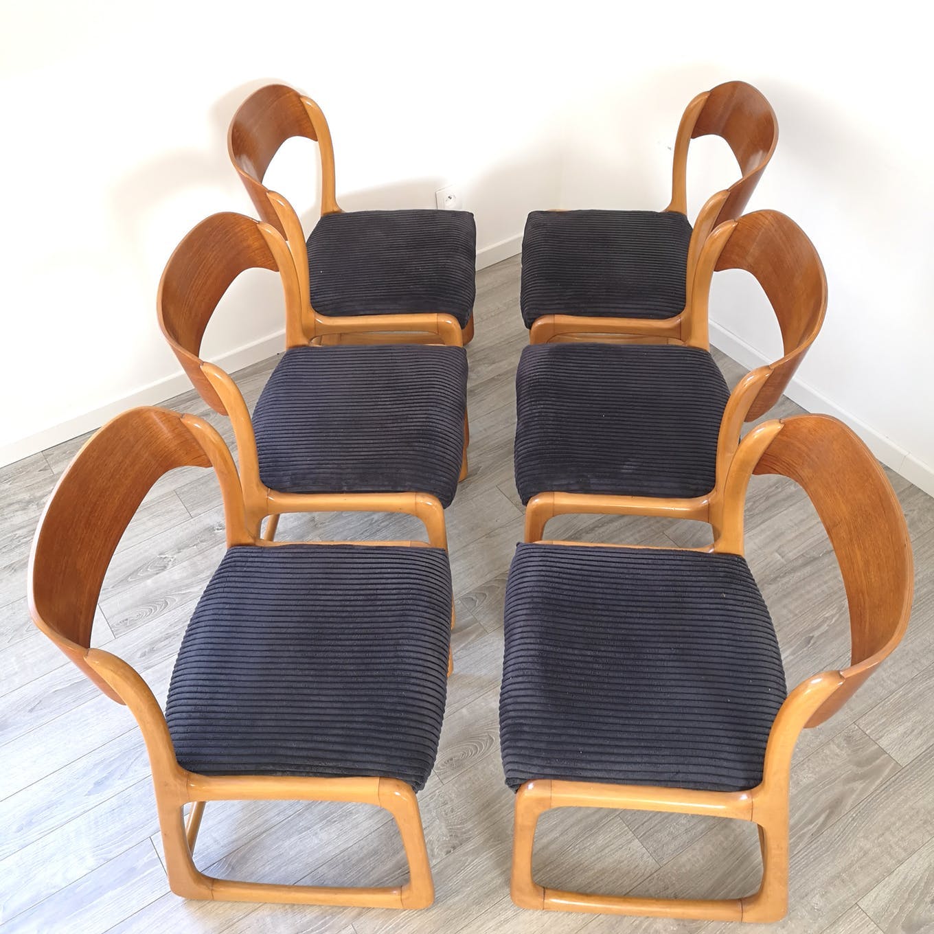 Set of 6 Baumann Sleigh chairs