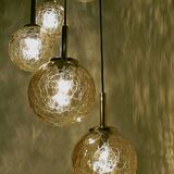 Fisher brass and amber glass pendant light 1960