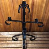 Ancien chandelier 5 feux bougeoirs fer forge noir vintage #a577