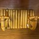 Vintage rattan coat rack with double hanging pegs
